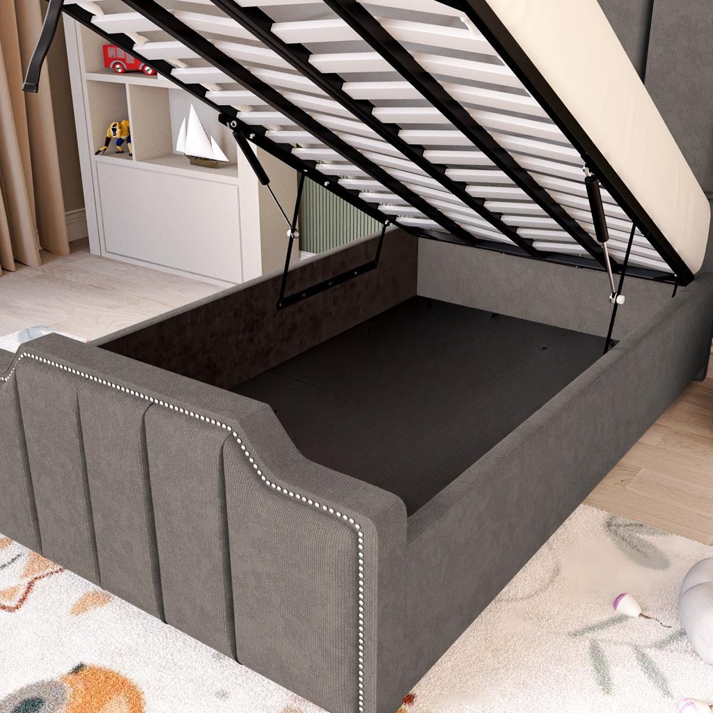 Washington Kids Upholstered Ottoman Bed - Slate Grey Naples
