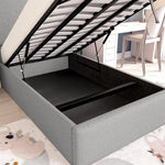 Cairo Kids Upholstered Ottoman Bed - Silver Linoso
