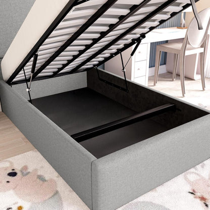 Cairo Kids Upholstered Ottoman Bed - Silver Linoso