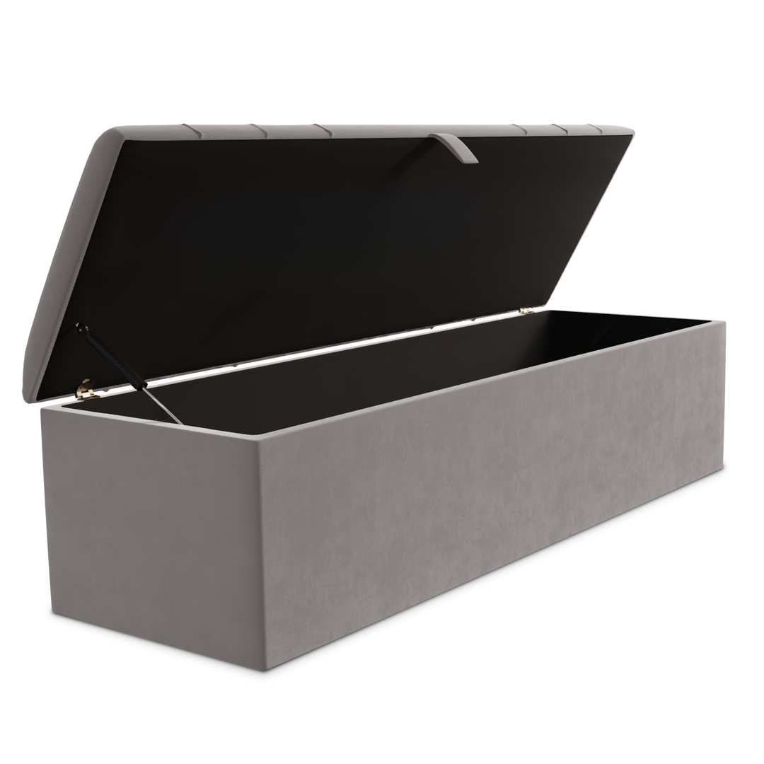 Dallas Ottoman Storage Box - Silver Plush Velvet
