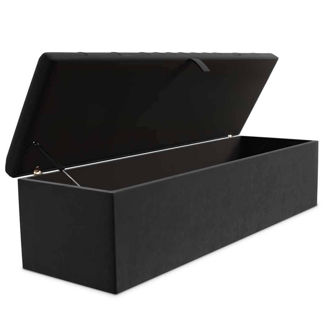 Cambridge Ottoman Storage Box - Steel Plush Velvet
