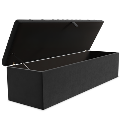 Cambridge Ottoman Storage Box - Steel Plush Velvet