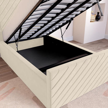 Oxford Kids Upholstered Ottoman Bed - Cream Plush Velvet