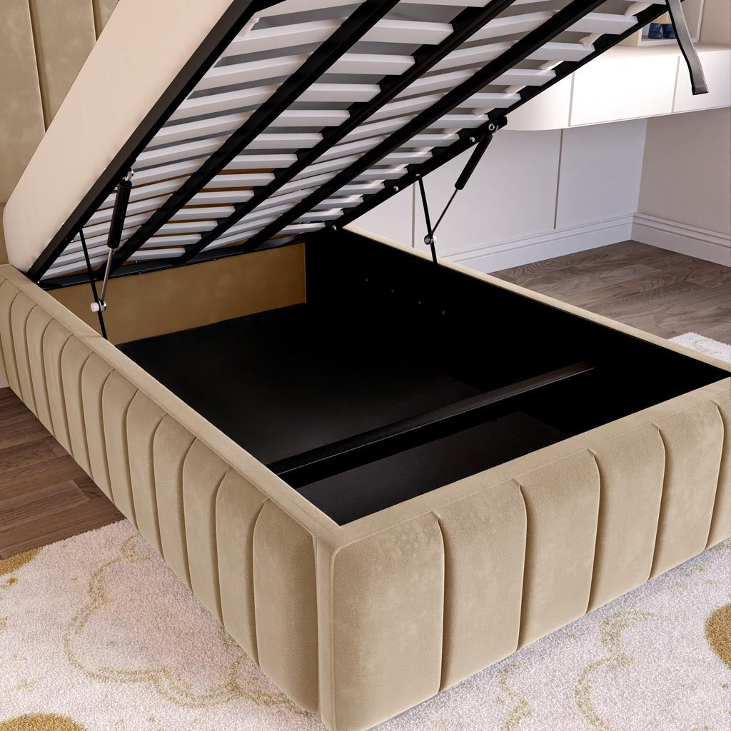 Milan Kids Upholstered Ottoman Bed - Mink Plush Velvet