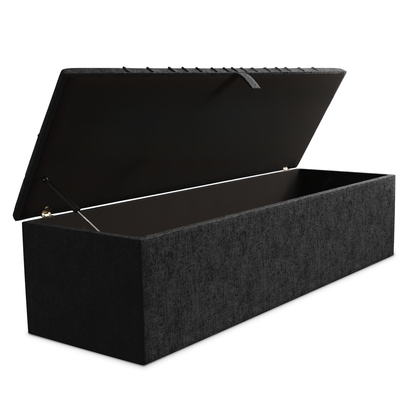 Sunrise Ottoman Storage Box - Black Chenille
