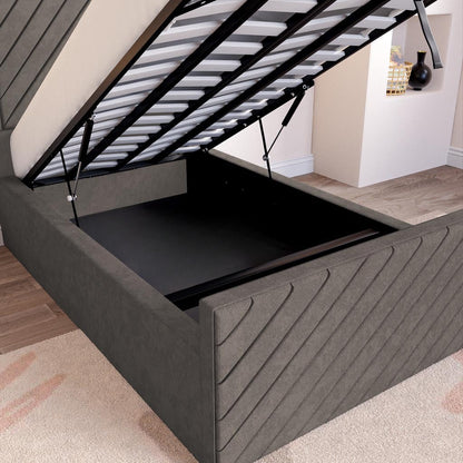 Oxford Kids Upholstered Ottoman Bed - Slate Grey Naples