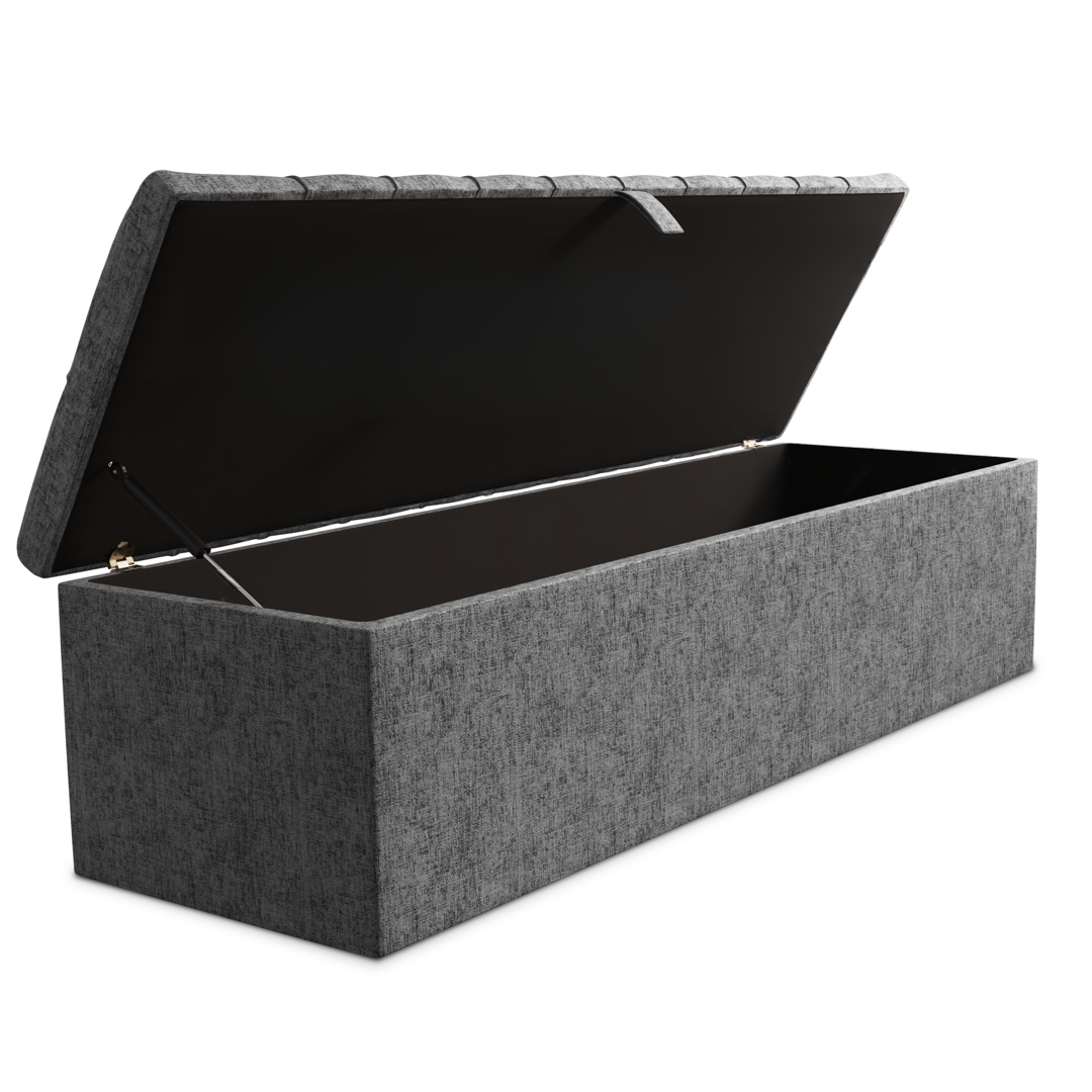 Chesterfield Ottoman Storage Box - Silver Chenille