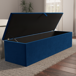 Cubed Ottoman Storage Box - Blue Plush Velvet