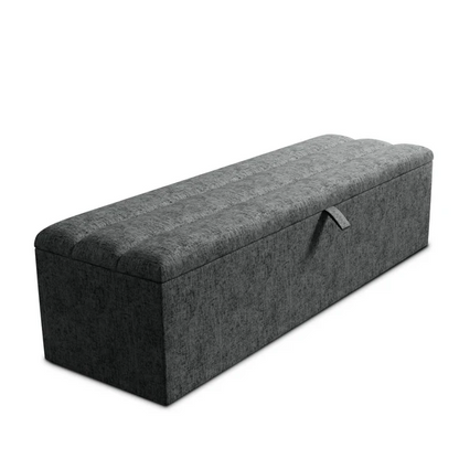 Athens Ottoman Storage Box - Charcoal Chenille