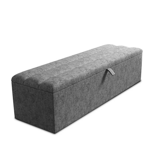 Athens Ottoman Storage Box - Silver Chenille