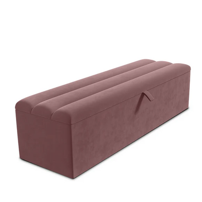 Athens Ottoman Storage Box - Pink Plush Velvet