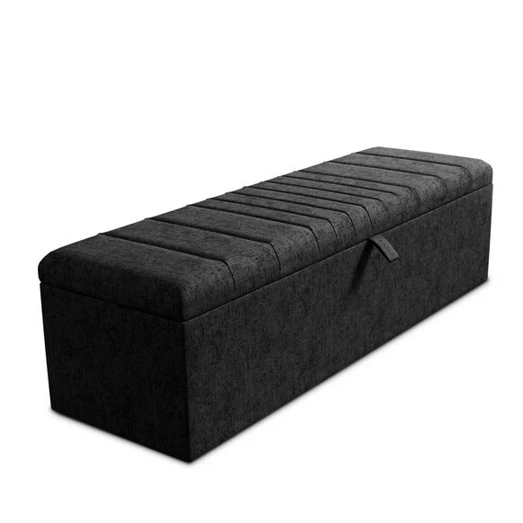 Cambridge Ottoman Storage Box - Black Chenille