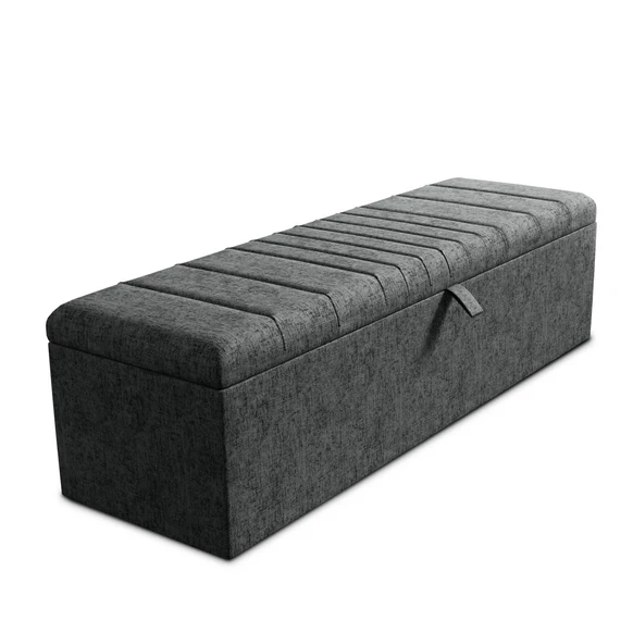 Cambridge Ottoman Storage Box - Charcoal Chenille