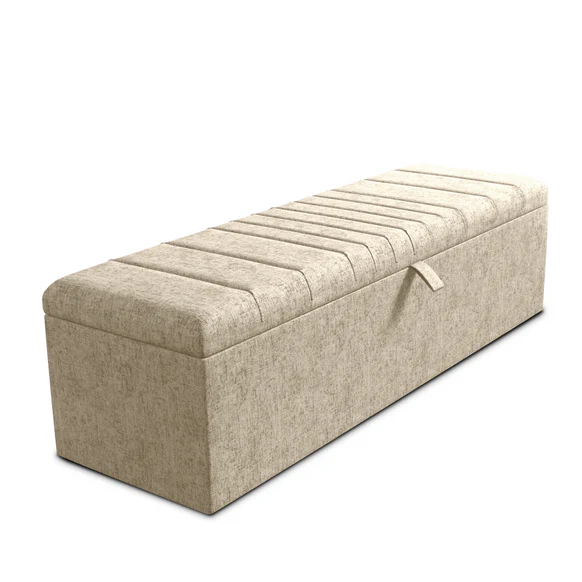 Cambridge Ottoman Storage Box - Cream Chenille