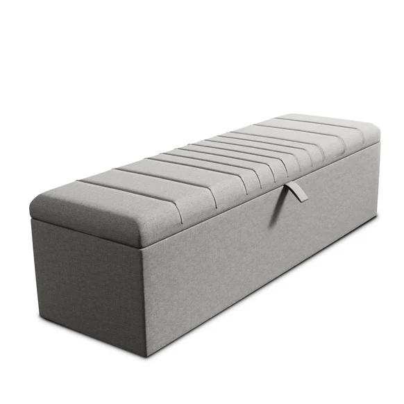 Cambridge Ottoman Storage Box - Silver Linoso