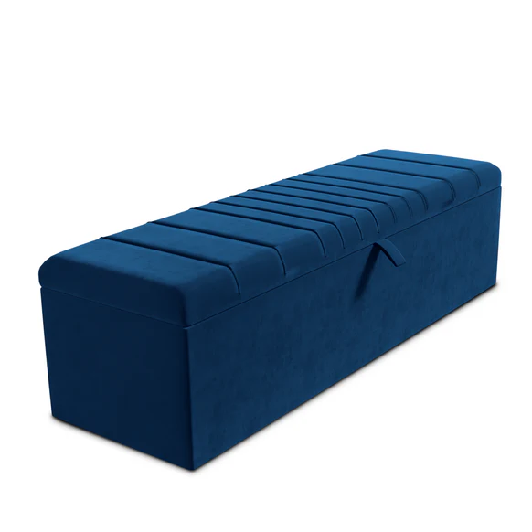 Cambridge Ottoman Storage Box - Blue Plush Velvet