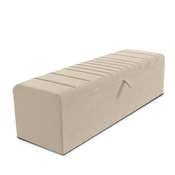 Cambridge Ottoman Storage Box - Cream Plush Velvet