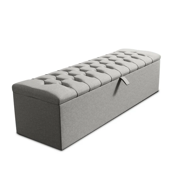 Chesterfield Ottoman Storage Box - Silver Linoso