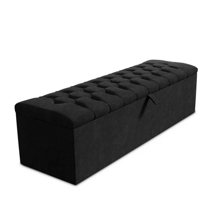 Chesterfield Ottoman Storage Box - Black Naples