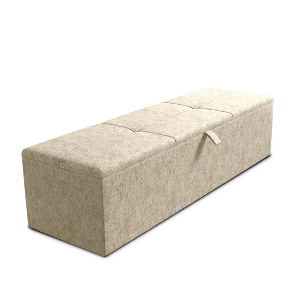 Cubed Ottoman Storage Box - Cream Chenille
