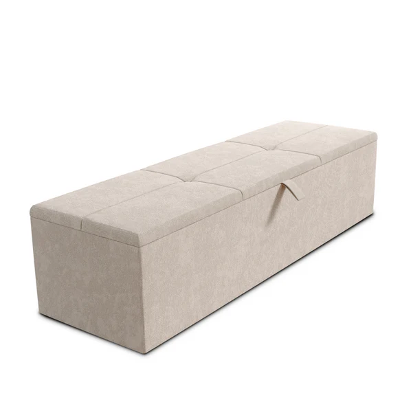 Cubed Ottoman Storage Box - Cream Naples