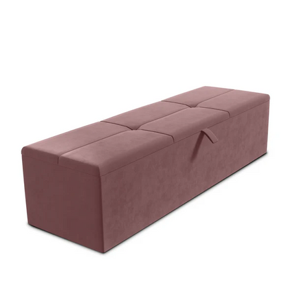 Cubed Ottoman Storage Box - Pink Plush Velvet