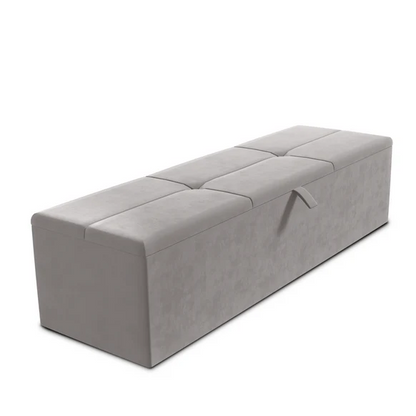 Cubed Ottoman Storage Box - Silver Plush Velvet