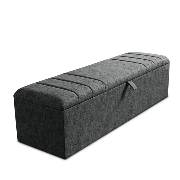 Dallas Ottoman Storage Box - Charcoal Chenille