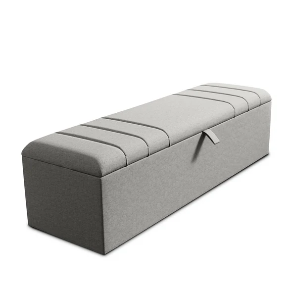 Dallas Ottoman Storage Box - Silver Linoso