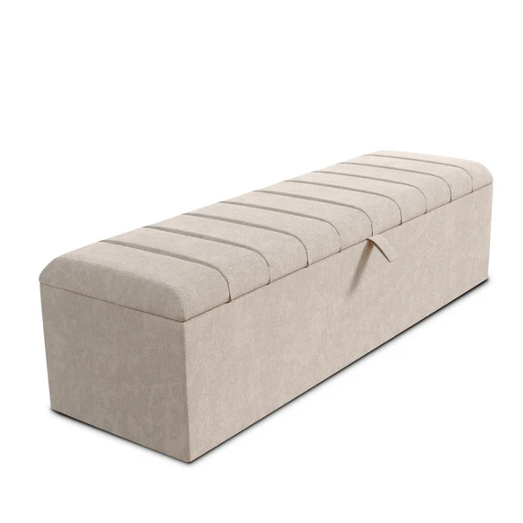 Lisbon Ottoman Storage Box - Cream Naples