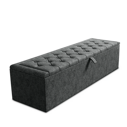 Madrid Ottoman Storage Box - Charcoal Chenille