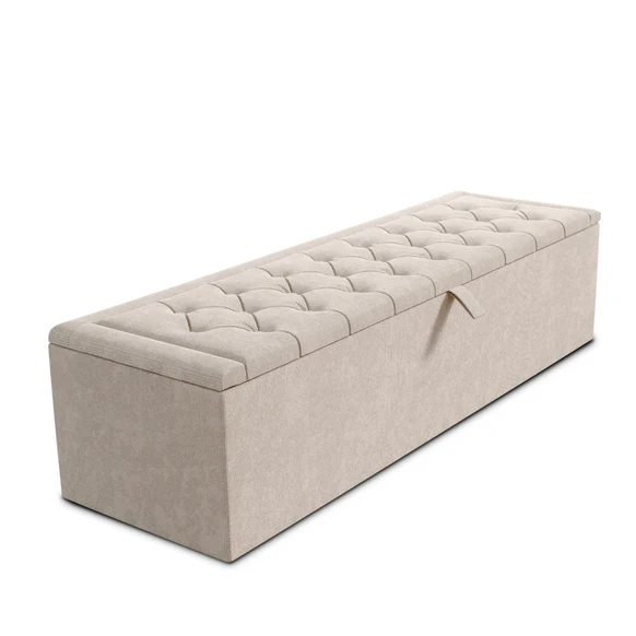 Madrid Ottoman Storage Box - Cream Naples