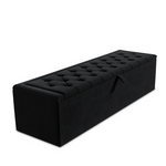 Madrid Ottoman Storage Box - Black Plush Velvet