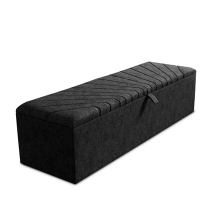 Sunrise Ottoman Storage Box - Black Chenille