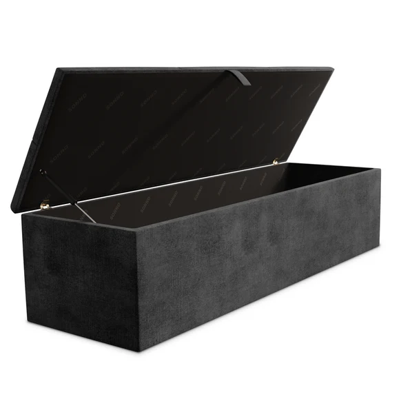 Cubed Ottoman Storage Box - Charcoal Coniston