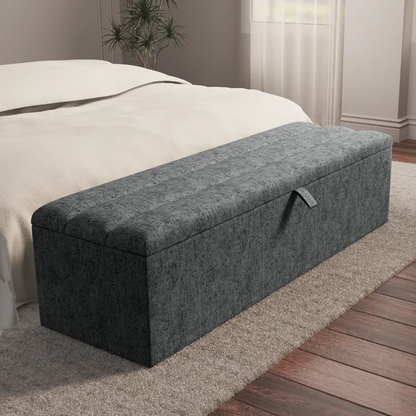 Athens Ottoman Storage Box - Charcoal Chenille