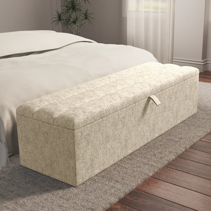Athens Ottoman Storage Box - Cream Chenille
