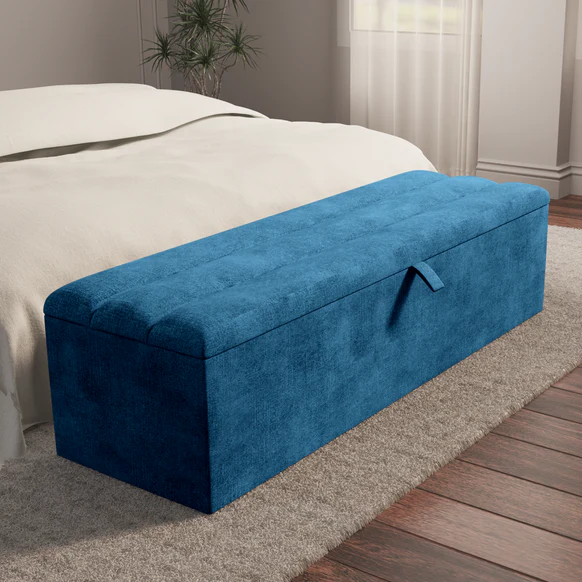 Athens Ottoman Storage Box - Blue Coniston