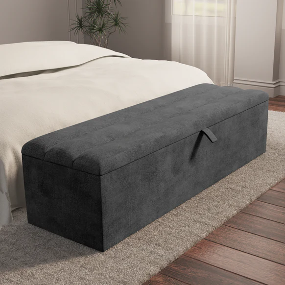 Athens Ottoman Storage Box - Charcoal Coniston