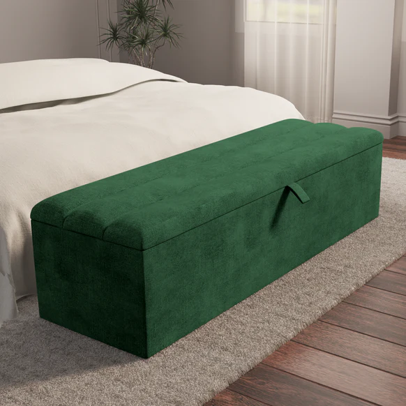 Athens Ottoman Storage Box - Emerald Coniston