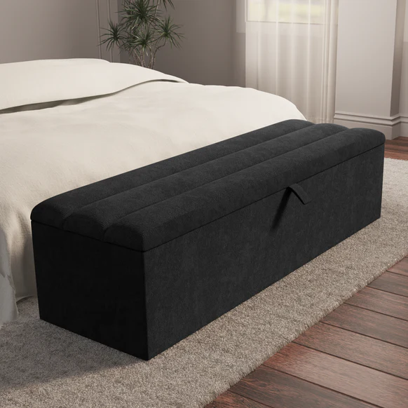 Athens Ottoman Storage Box - Black Naples