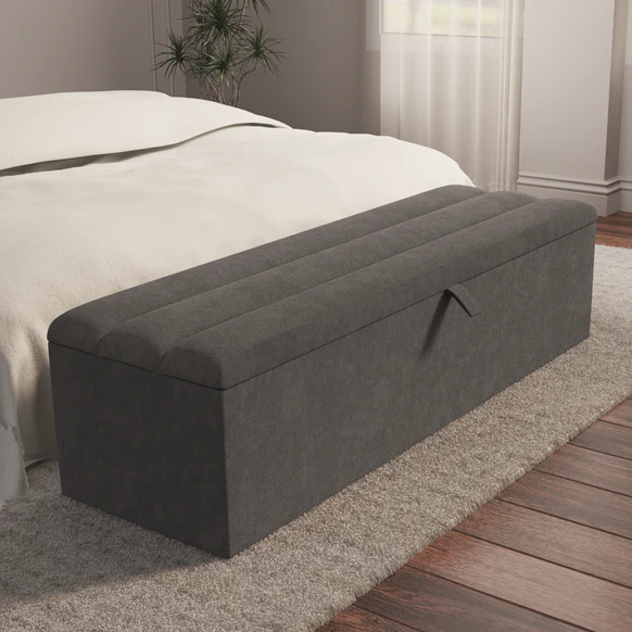 Athens Ottoman Storage Box - Slate Grey Naples