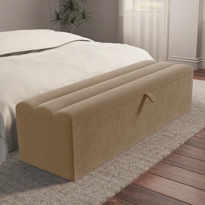 Athens Ottoman Storage Box - Mink Plush Velvet