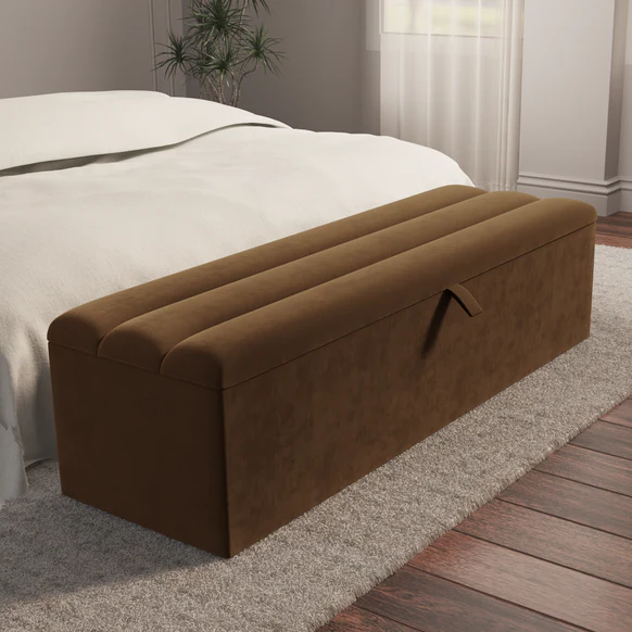 Athens Ottoman Storage Box - Mocca Plush Velvet