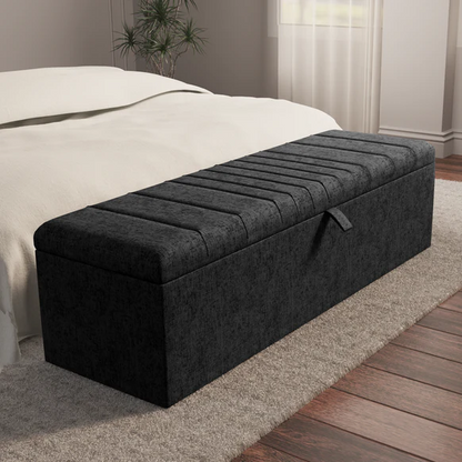 Cambridge Ottoman Storage Box - Black Chenille