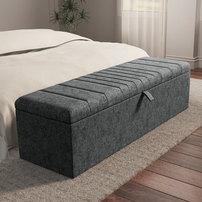 Cambridge Ottoman Storage Box - Charcoal Chenille