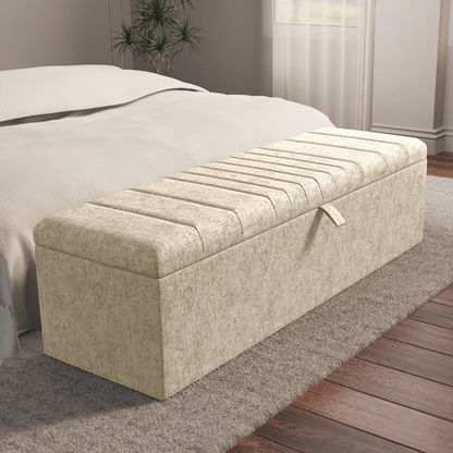 Cambridge Ottoman Storage Box - Cream Chenille