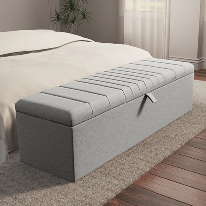 Cambridge Ottoman Storage Box - Silver Linoso