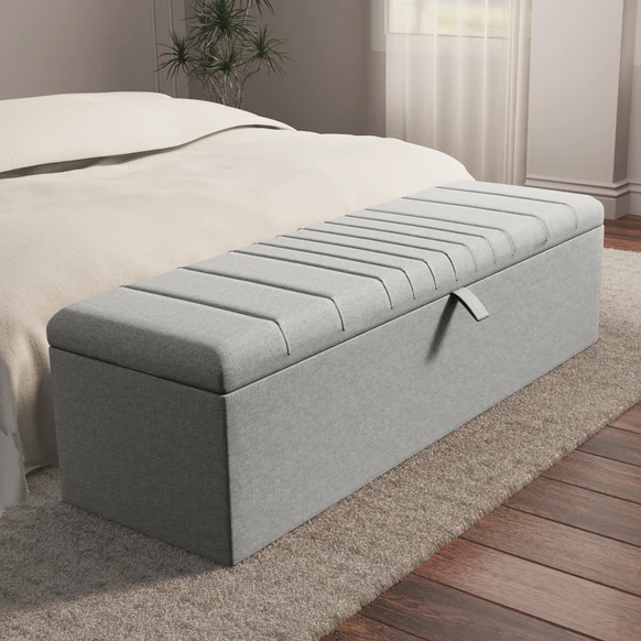 Cambridge Ottoman Storage Box - Silver Linoso