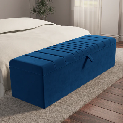 Cambridge Ottoman Storage Box - Blue Plush Velvet